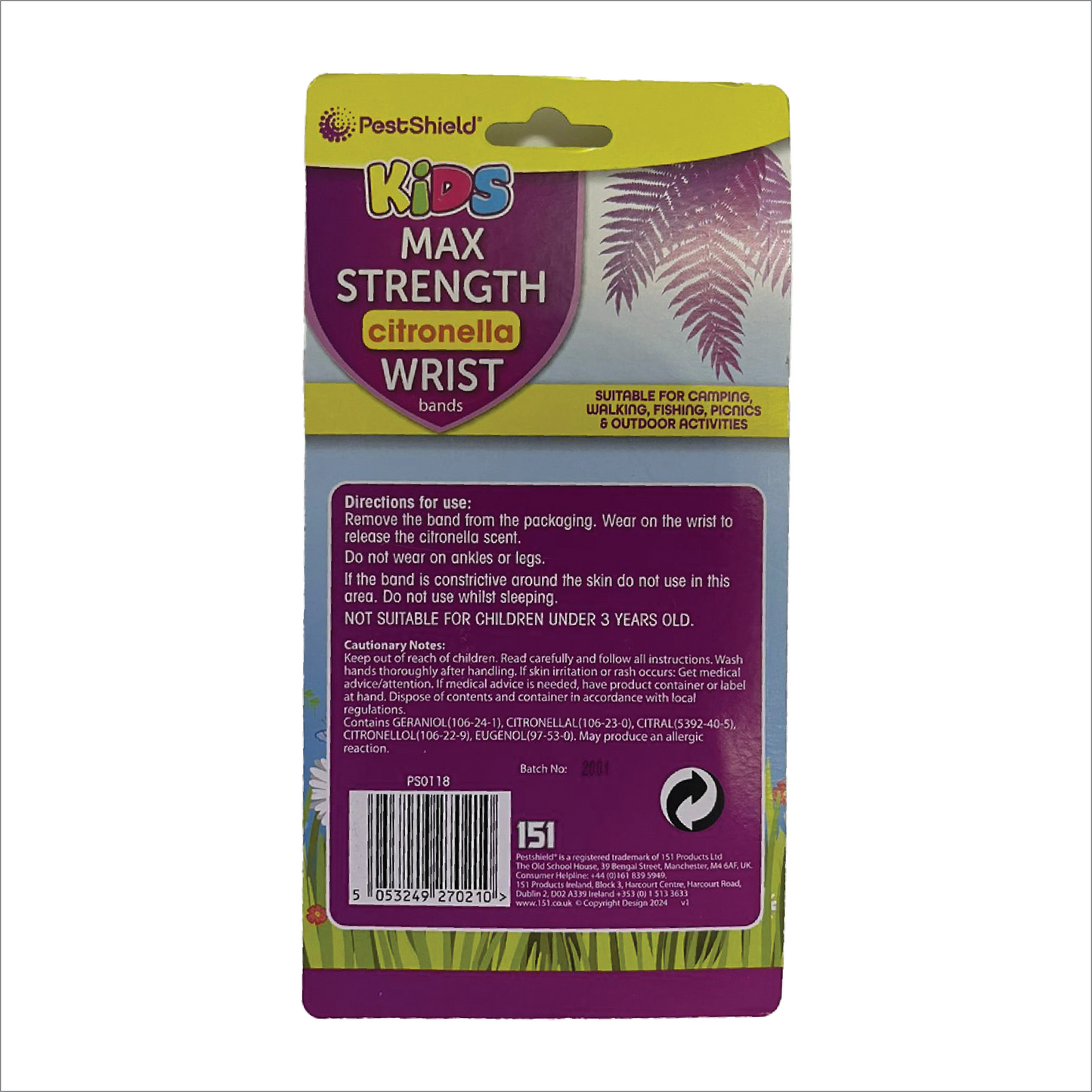 Pestshield Kids Max Strength Citronella Wristbands