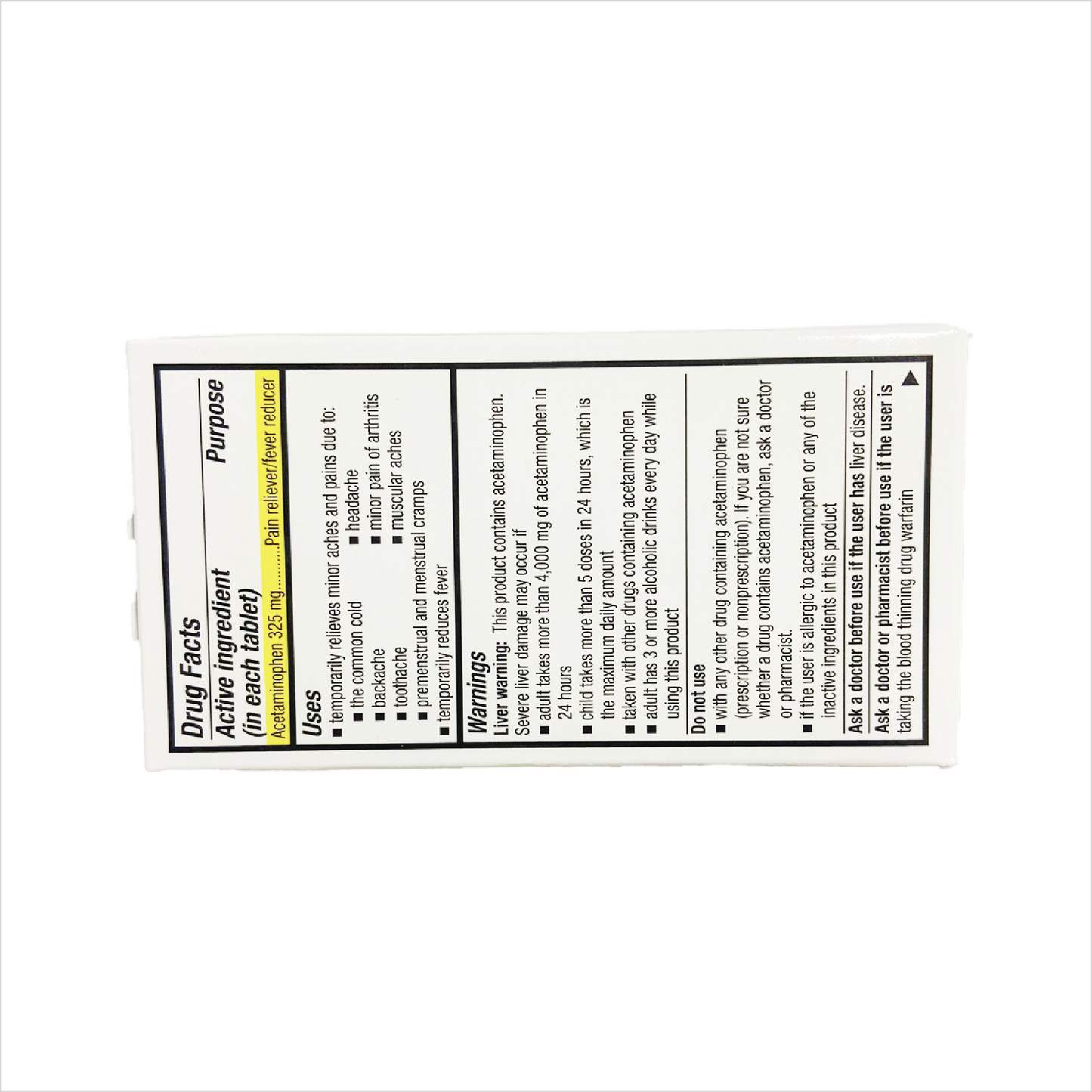 QC Acetaminophen 325mg 100tabs