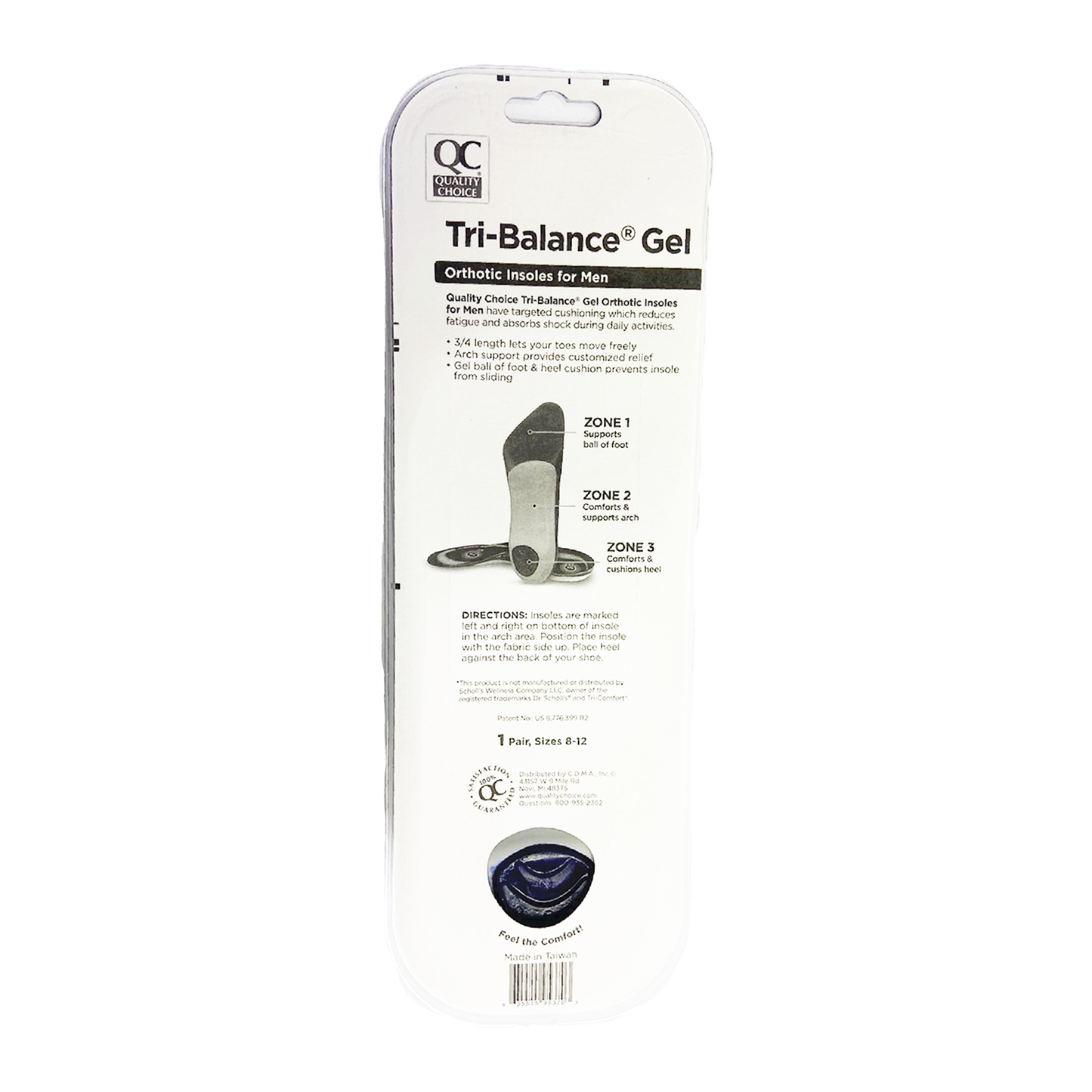 Tri-Balance Gel Orthotic Insoles for Men