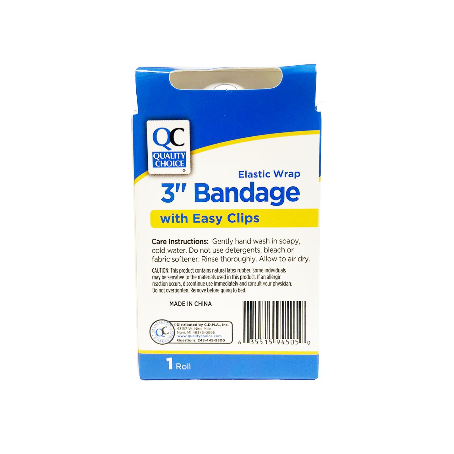 QC Elastic Bandage with Easy Clips 3"