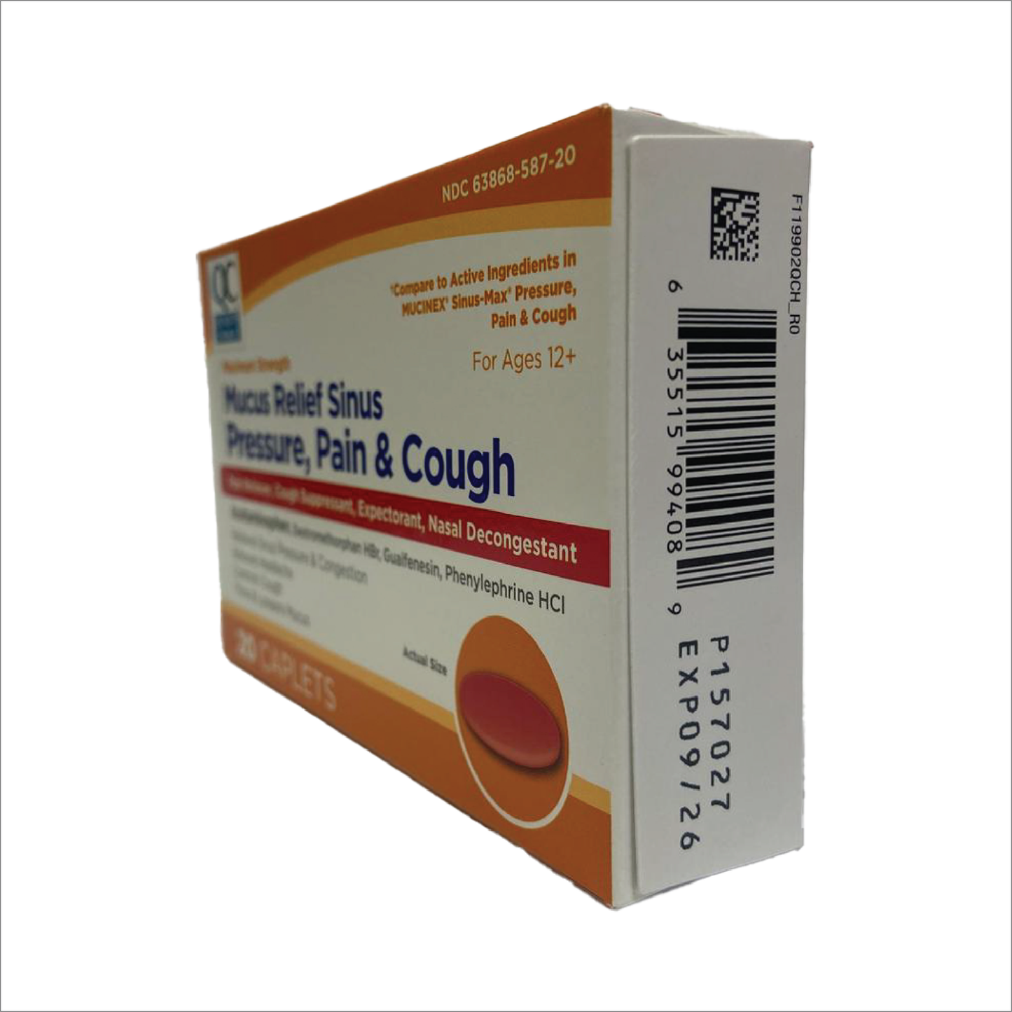 QC Mucus Relief Sinus Pressure, Pain & Cough